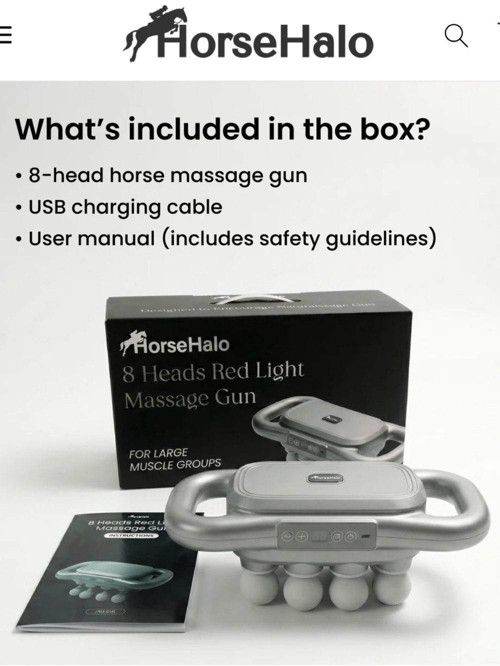 HorseHalo 8-Head Red Light Massage Gun - unopened